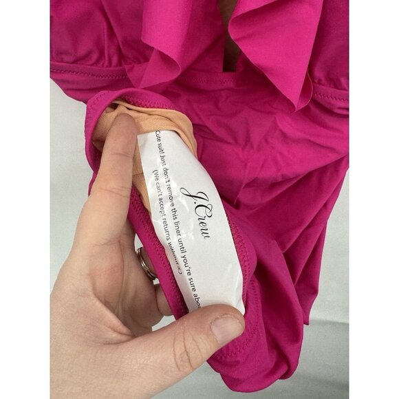 J. Crew Ruched Ruffle One Piece Swimsuit women 16 Radiant Fuchsia Resortwear NEW - Picture 6 of 6